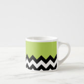 Zwarte en witte zigzag Pattern, Chevron, Green Espresso Kop (Rechts)