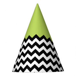 Zwarte en witte zigzag Pattern, Chevron, Green Feesthoedjes