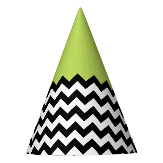 Zwarte en witte zigzag Pattern, Chevron, Green Feesthoedjes (Voorkant)