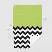 Zwarte en witte zigzag Pattern, Chevron, Green Golfhanddoek (Insitu)