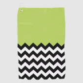 Zwarte en witte zigzag Pattern, Chevron, Green Golfhanddoek (Voorkant)