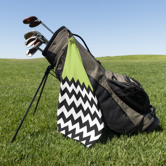 Zwarte en witte zigzag Pattern, Chevron, Green Golfhanddoek (Groen)