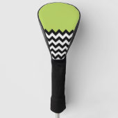 Zwarte en witte zigzag Pattern, Chevron, Green Golfheadcover (Voorkant)
