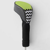 Zwarte en witte zigzag Pattern, Chevron, Green Golfheadcover (Schuin)