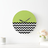 Zwarte en witte zigzag Pattern, Chevron, Green Grote Klok (Huis)