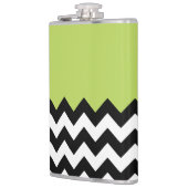 Zwarte en witte zigzag Pattern, Chevron, Green Heupfles (Links)
