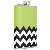Zwarte en witte zigzag Pattern, Chevron, Green Heupfles (Rechts)