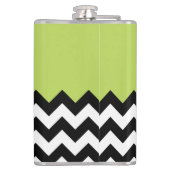 Zwarte en witte zigzag Pattern, Chevron, Green Heupfles (Achterkant)