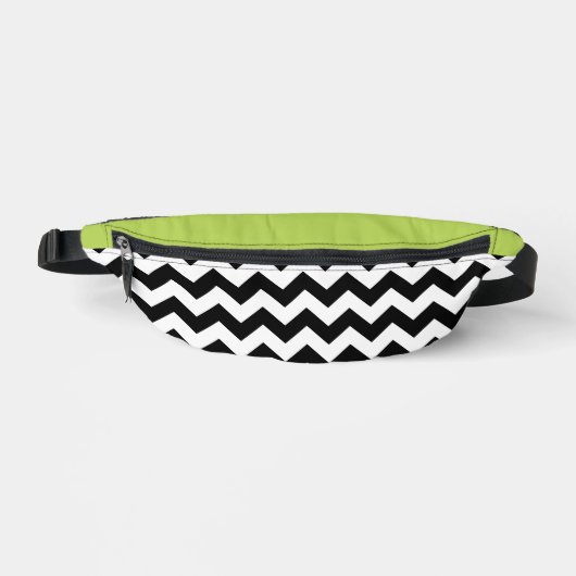 Zwarte en witte zigzag Pattern, Chevron, Green Heuptasje (Voorkant)
