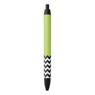 Zwarte en witte zigzag Pattern, Chevron, Green Inkt Pen