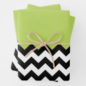 Zwarte en witte zigzag Pattern, Chevron, Green Inpakpapier Vel (In situ)
