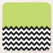Zwarte en witte zigzag Pattern, Chevron, Green Kartonnen Onderzetters (Voorkant)