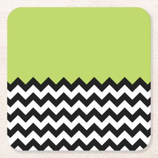 Zwarte en witte zigzag Pattern, Chevron, Green Kartonnen Onderzetters (Voorkant)