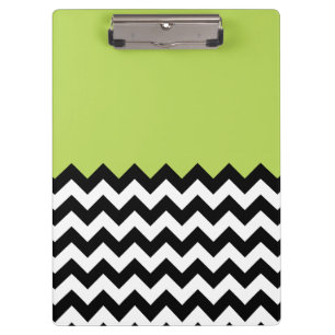 Zwarte en witte zigzag Pattern, Chevron, Green Klembord