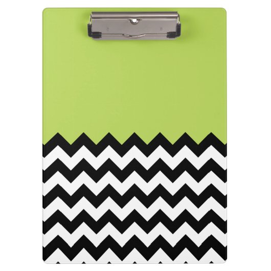 Zwarte en witte zigzag Pattern, Chevron, Green Klembord (Voorkant)