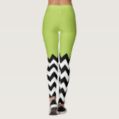 Zwarte en witte zigzag Pattern, Chevron, Green Leggings (Achterkant)