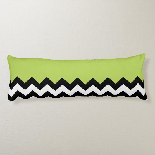 Zwarte en witte zigzag Pattern, Chevron, Green Lichaamskussen (Achterkant)