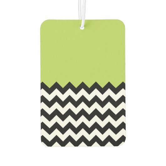 Zwarte en witte zigzag Pattern, Chevron, Green Luchtverfrisser (Achterkant)