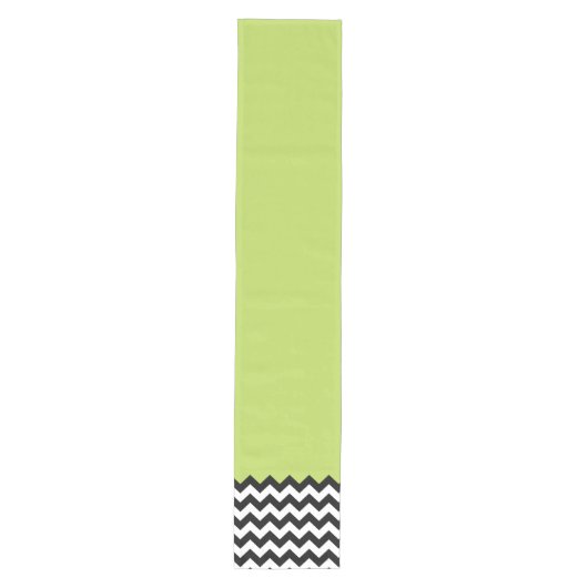 Zwarte en witte zigzag Pattern, Chevron, Green Medium Tafelloper (Voorkant)