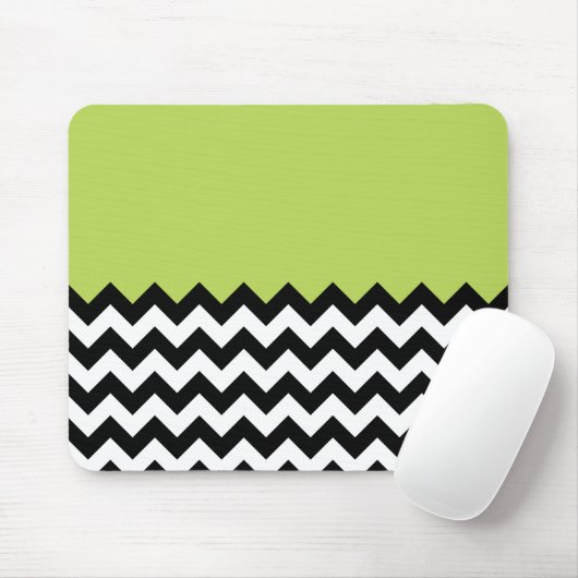 Zwarte en witte zigzag Pattern, Chevron, Green Muismat (Met muis)