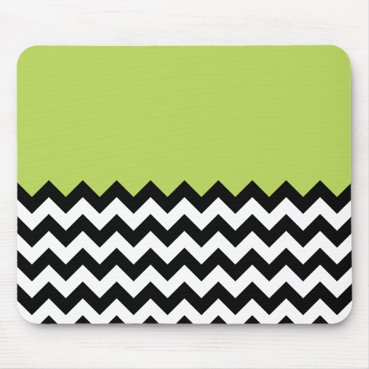 Zwarte en witte zigzag Pattern, Chevron, Green Muismat (Voorkant)