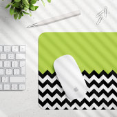 Zwarte en witte zigzag Pattern, Chevron, Green Muismat