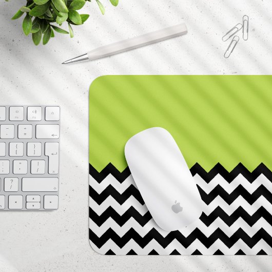 Zwarte en witte zigzag Pattern, Chevron, Green Muismat