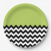 Zwarte en witte zigzag Pattern, Chevron, Green Papieren Bordje (Voorkant)