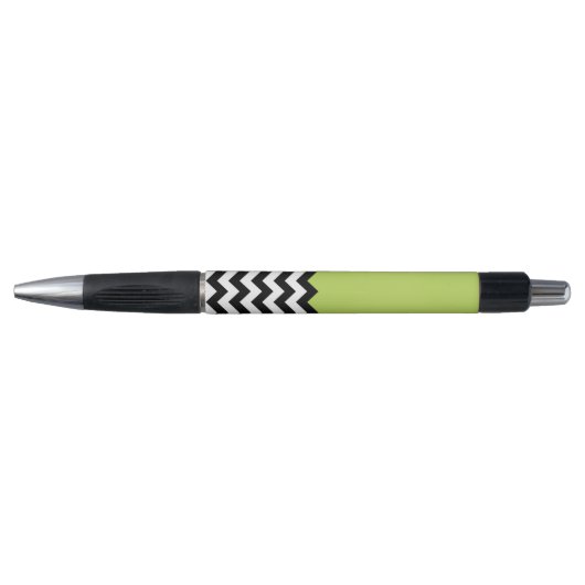 Zwarte en witte zigzag Pattern, Chevron, Green Pen (Voorkant)