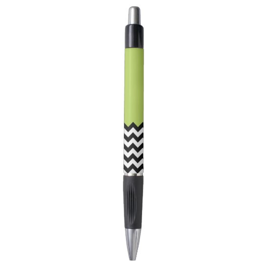 Zwarte en witte zigzag Pattern, Chevron, Green Pen (Voorkant Verticaal)