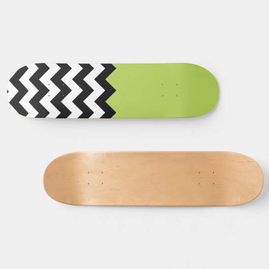 Zwarte en witte zigzag Pattern, Chevron, Green Persoonlijk Skateboard (Horizontaal)