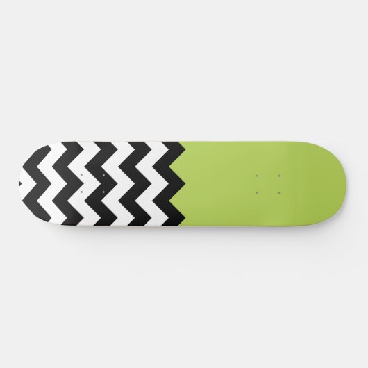 Zwarte en witte zigzag Pattern, Chevron, Green Persoonlijk Skateboard (Horizontaal)