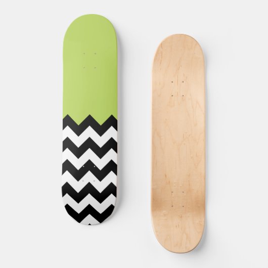 Zwarte en witte zigzag Pattern, Chevron, Green Persoonlijk Skateboard (Voorkant)