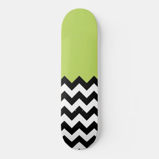Zwarte en witte zigzag Pattern, Chevron, Green Persoonlijk Skateboard (Voorkant)