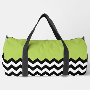 Zwarte en witte zigzag Pattern, Chevron, Green Plunjezak