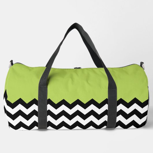 Zwarte en witte zigzag Pattern, Chevron, Green Plunjezak (Voorkant)