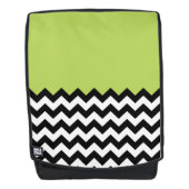Zwarte en witte zigzag Pattern, Chevron, Green Rugtassen (Voorkant)