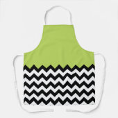 Zwarte en witte zigzag Pattern, Chevron, Green Schort (Voorkant)