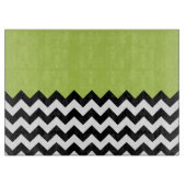 Zwarte en witte zigzag Pattern, Chevron, Green Snijplank (Voorkant)