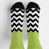Zwarte en witte zigzag Pattern, Chevron, Green Sokken (Top)