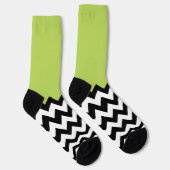 Zwarte en witte zigzag Pattern, Chevron, Green Sokken (Rechts)