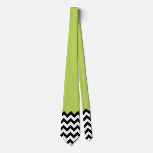 Zwarte en witte zigzag Pattern, Chevron, Green Stropdas (Voorkant)