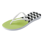 Zwarte en witte zigzag Pattern, Chevron, Green Teenslippers (Schuin)