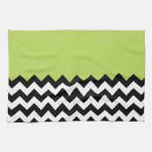 Zwarte en witte zigzag Pattern, Chevron, Green Theedoek (Horizontaal)
