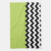 Zwarte en witte zigzag Pattern, Chevron, Green Theedoek (Verticaal)