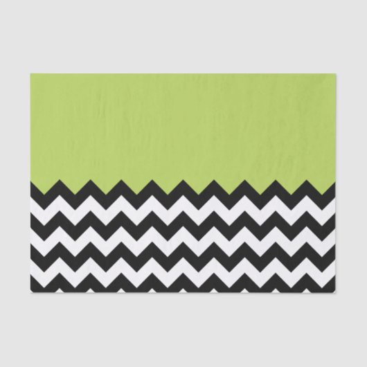 Zwarte en witte zigzag Pattern, Chevron, Green Tissuepapier (Voorkant)
