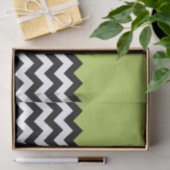 Zwarte en witte zigzag Pattern, Chevron, Green Tissuepapier (Geschenk)