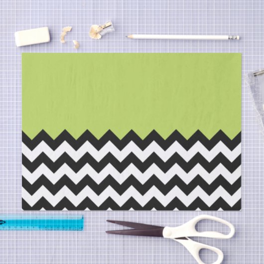Zwarte en witte zigzag Pattern, Chevron, Green Tissuepapier (Craft)
