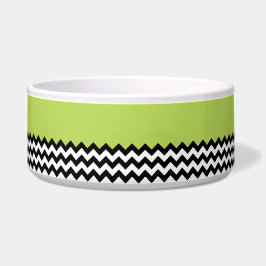Zwarte en witte zigzag Pattern, Chevron, Green Voerbakje