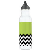 Zwarte en witte zigzag Pattern, Chevron, Green Waterfles (Rechts)